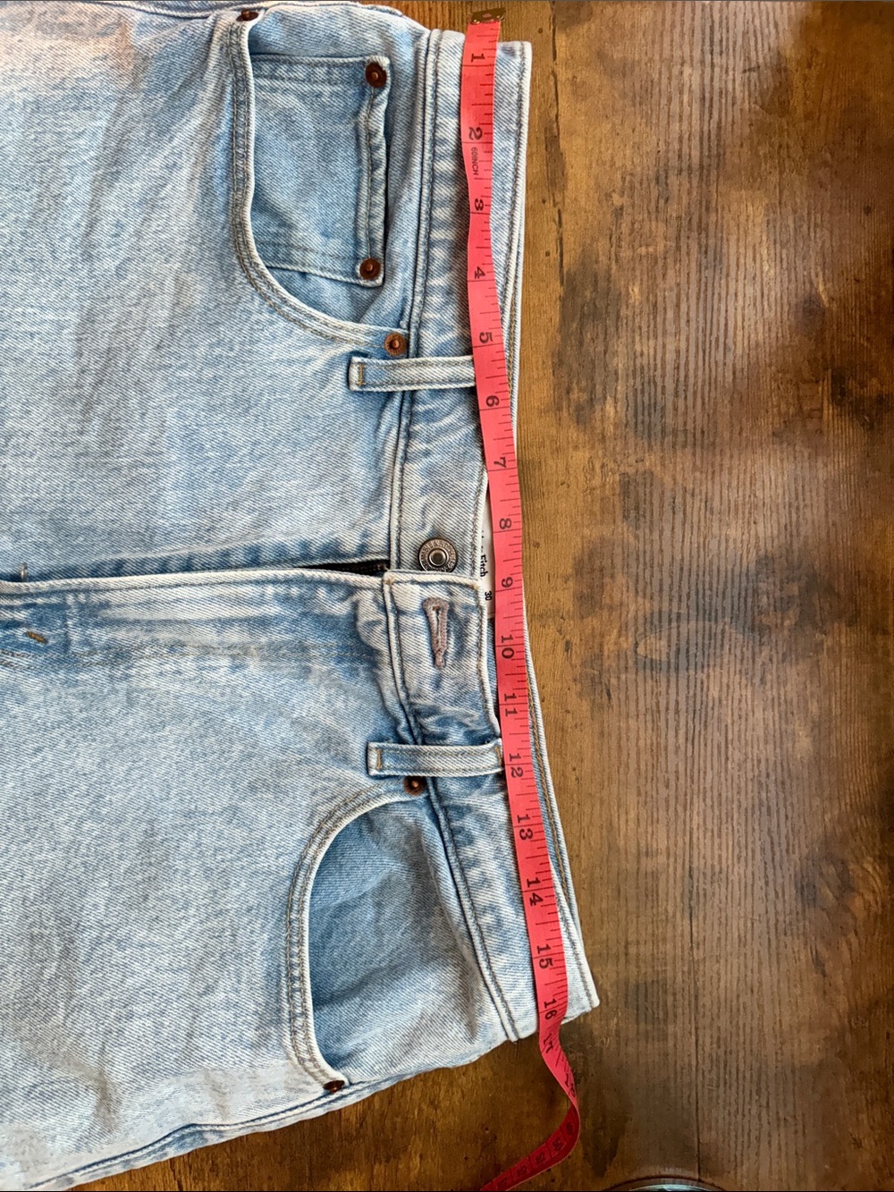 Abercrombie & Fitch Light Blue High-Rise Denim Shorts - Picture 3 of 4